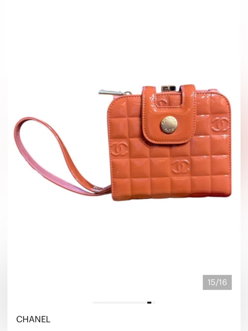 Rare CHANEL Luxurious Pink Quilted CC Patent Leather Bag Wristlet Vtg ⭐️⭐️⭐️⭐️⭐️